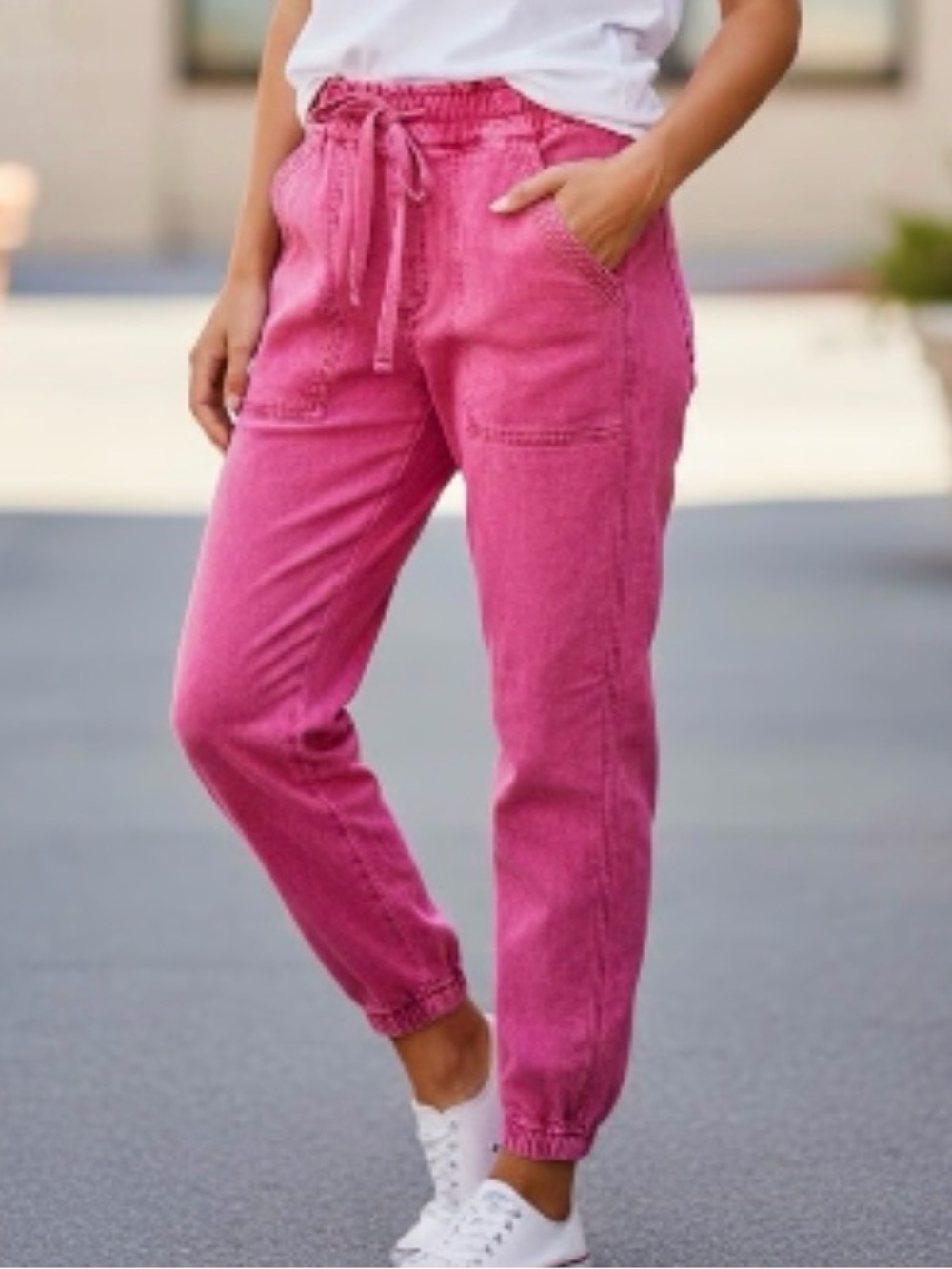 Anthropologie Pink Elastic Waist Track Pants